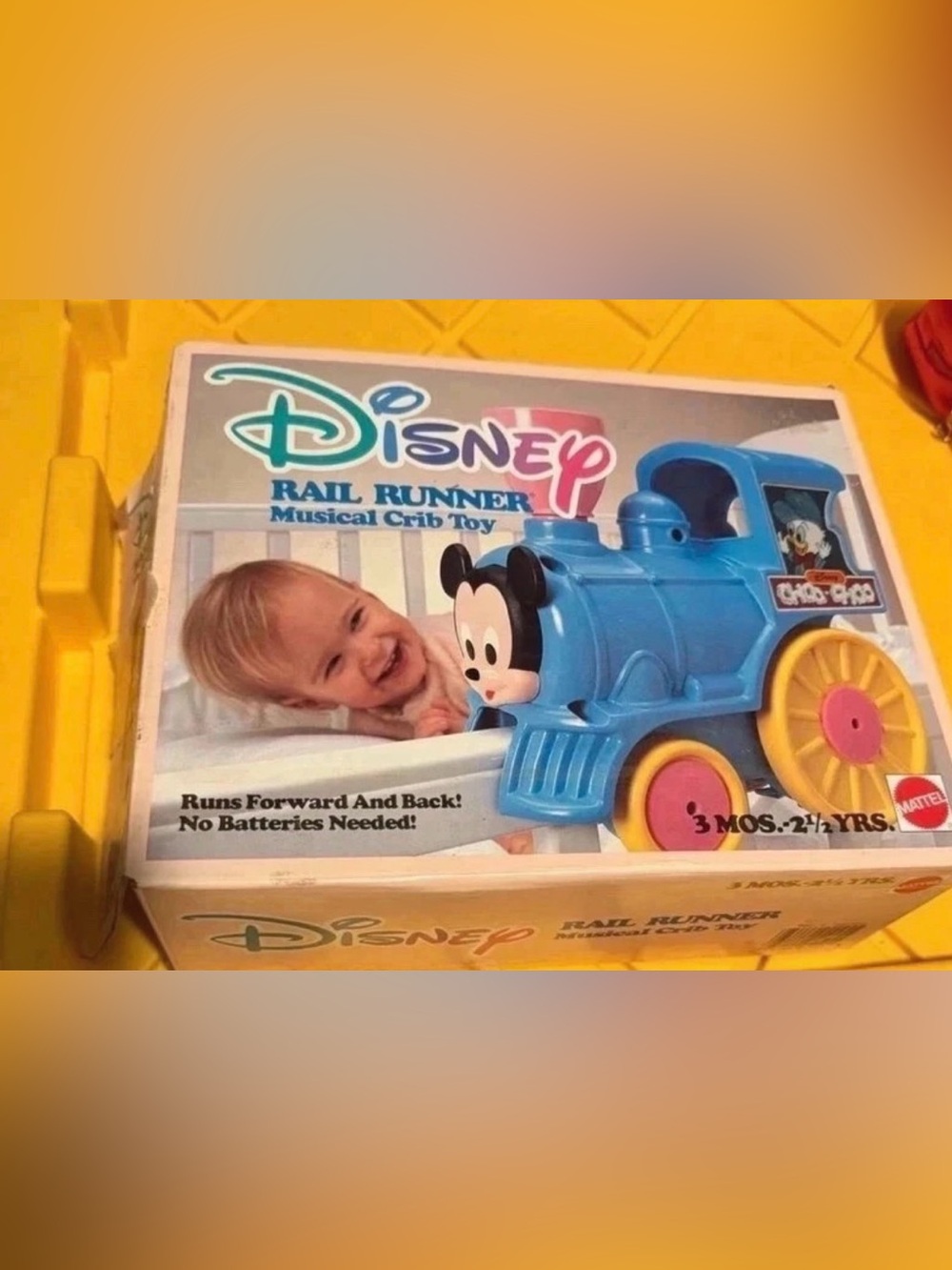 Vintage Disney Blue Mickey Rail Runner Toy Train